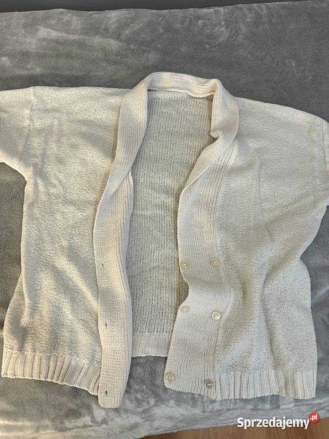 Sweter kardigan biały na guziki Jasło