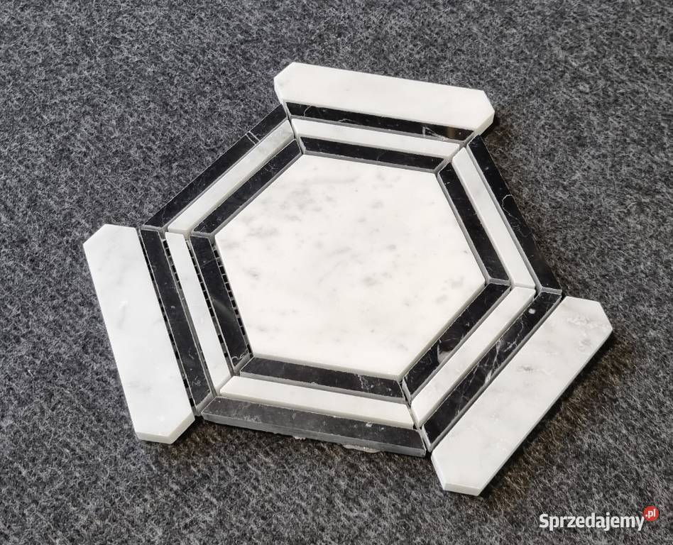 MOZAIKA MARMUROWA GLAMOUR HEXAGON BLACK WHITE Bielawa sprzedam
