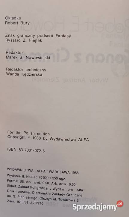 Robert EHoward Conan z Cimmerii Białystok sprzedam