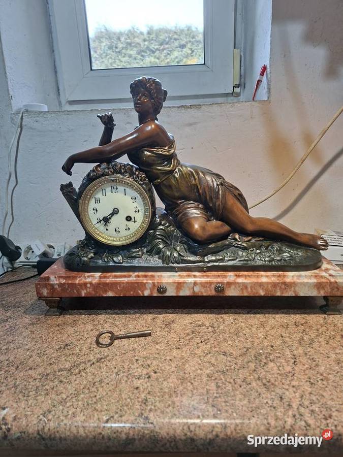 Kominkowy zegar francuski marmurowy stary Zegary podkarpackie Rzeszów