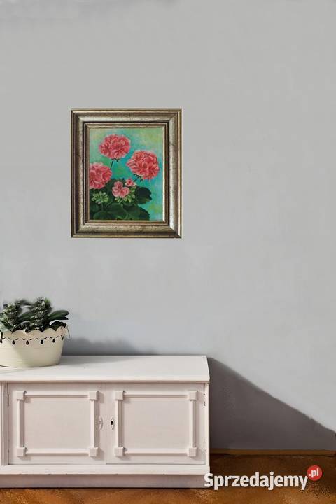 Obraz olejny Pelargonie Lublin sprzedam