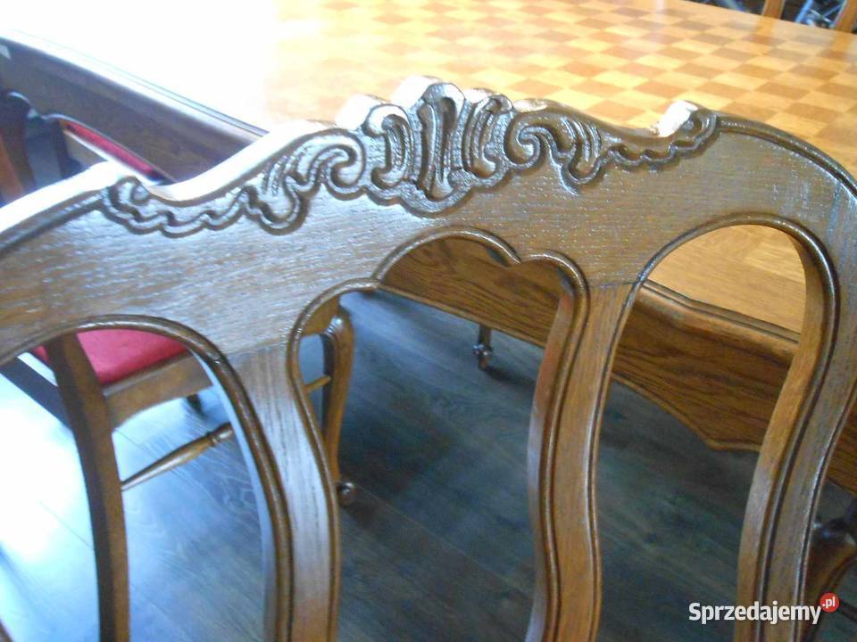 Stół dębowy rozkładany 6 krzeseł Przeźmierowo