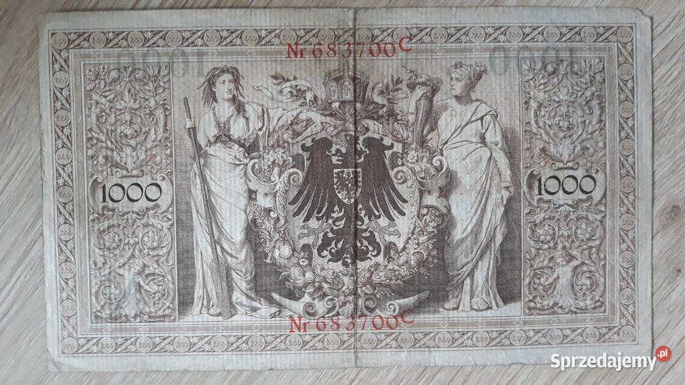 1000 Marek Niemcy 1910 Czerwony stempel Konin