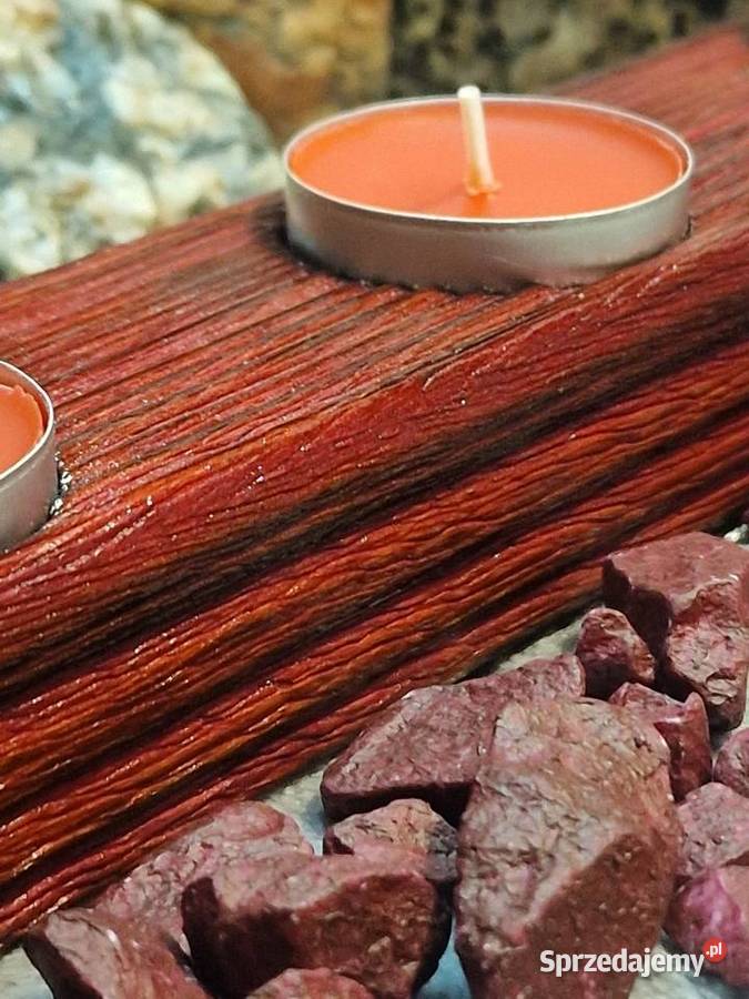 Świecznik Shou Sugi Ban drewno świerkowe