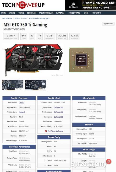 MSI GeForce GTX750Ti Gaming 2GB GDDR5 DVI HDMI