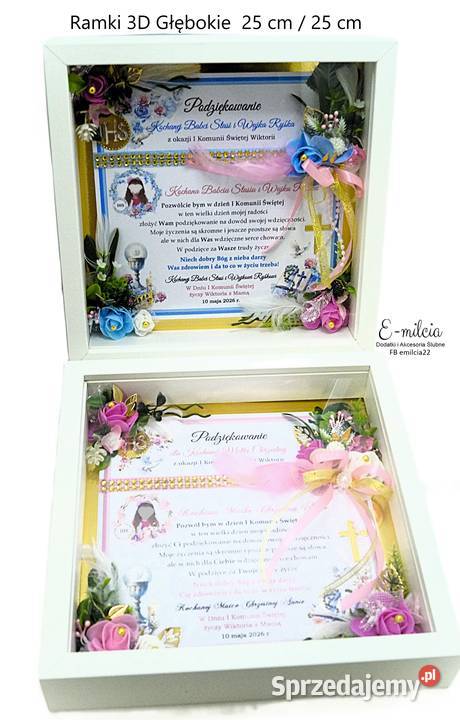 Ramka Głęboka 3D KOMUNIA Podziękowania Zielona Góra
