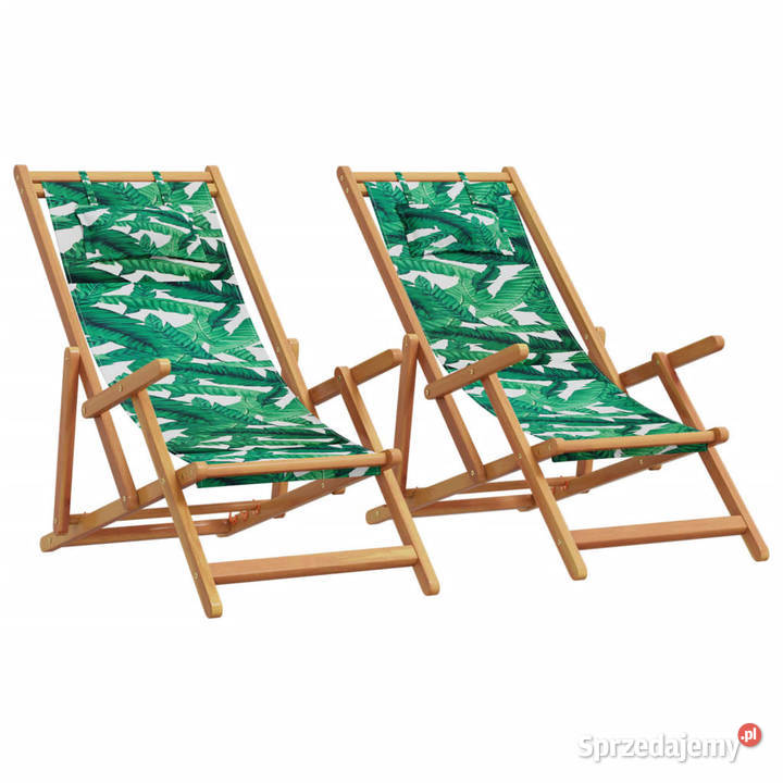 Składane krzesła plażowe 2 wzór w liście tkanina Warszawa