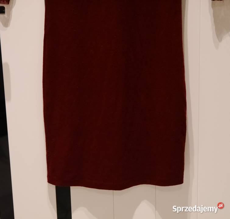 Terranova śliczna bordowa sukienka koronka 34 XS 3/4 dolnośląskie