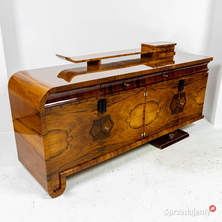 Bufet art deco długa komoda politura orzech Swarzędz