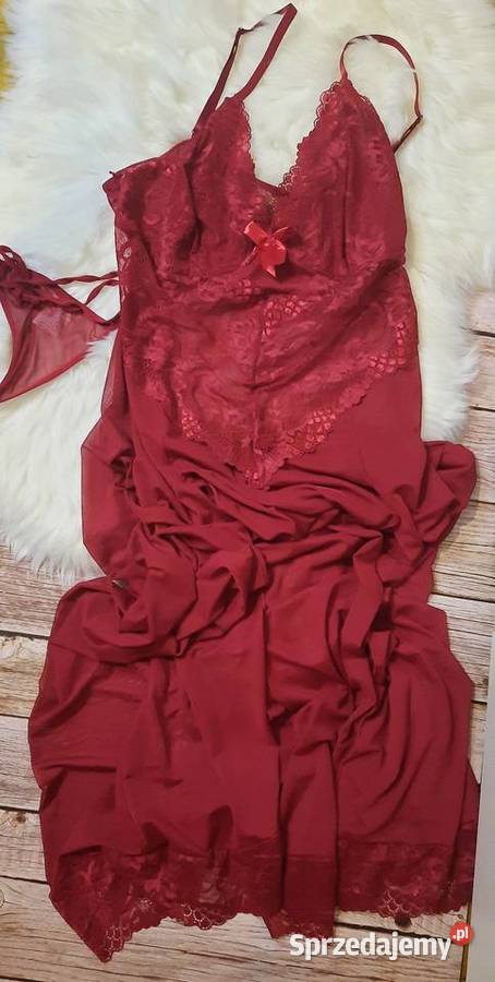 zmysłowa koszulka długa czerwona burgund mazowieckie Warszawa