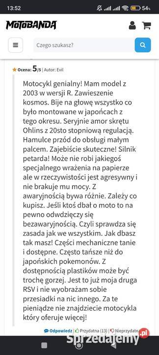 Aprilia RSV RR TUONO 1000 motor kombinezon Kalisz sprzedam