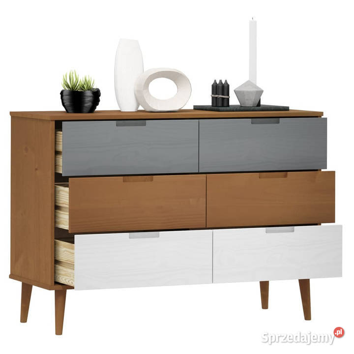 Komoda MOLDE brązowa 113x40x80 lite drewno Warszawa