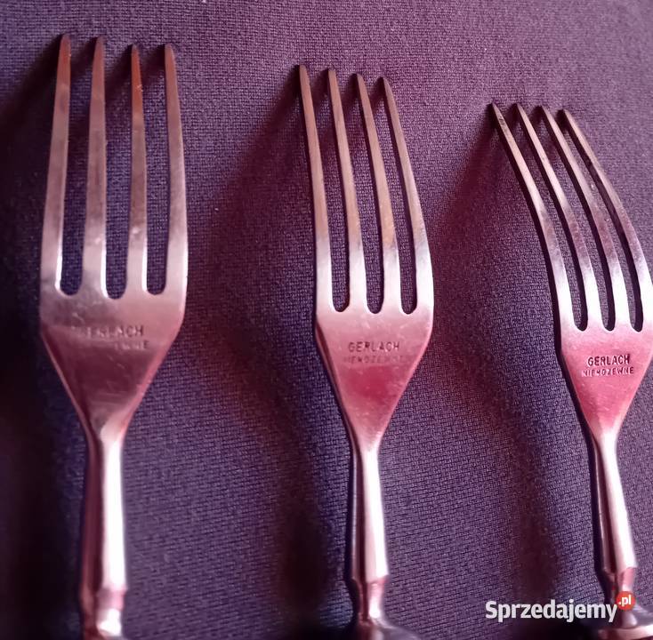 Trzy widelce Gerlach z bakelitowymi trzonkami Koźminek