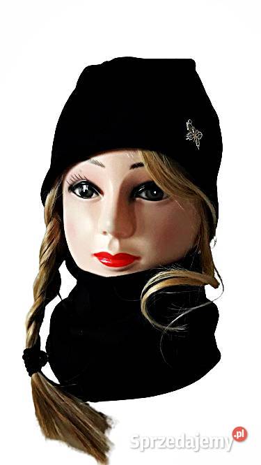 Czapka z kominem z metalową ozdobą różne kolory Uniseks Bydgoszcz