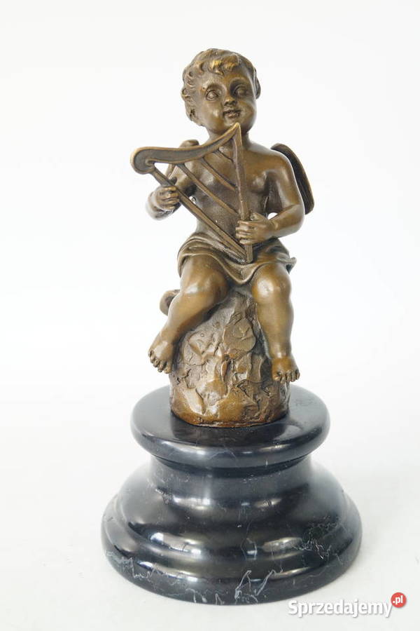 Figura z brązu grający amor putto rzeźba 4 Antyki, Sztuka, Kolekcje wielkopolskie Gizałki
