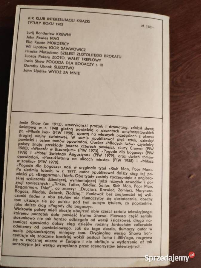 Pogoda bogaczy Irwin Shaw miękka Kielce