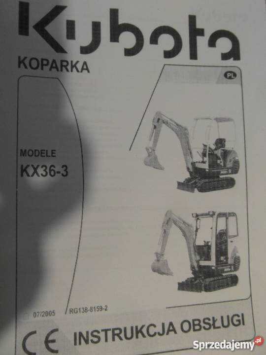 dtr instrukcja obsługi koparka kubota kx 363 Szczecin sprzedam