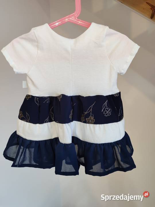 Sukienka dziewczynki biała granatowa krótki Lipnica