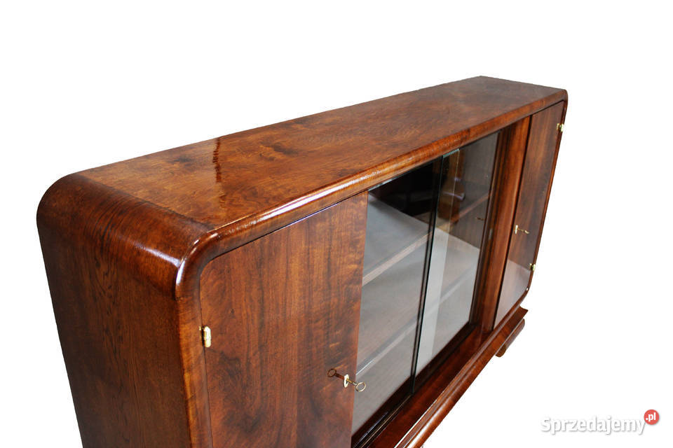 Niska biblioteka art deco w orzechu renowacji kujawsko-pomorskie Bydgoszcz