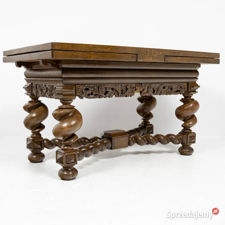 Wyjątkowy Dębowy Stół Gdański Barok XIX Wiek