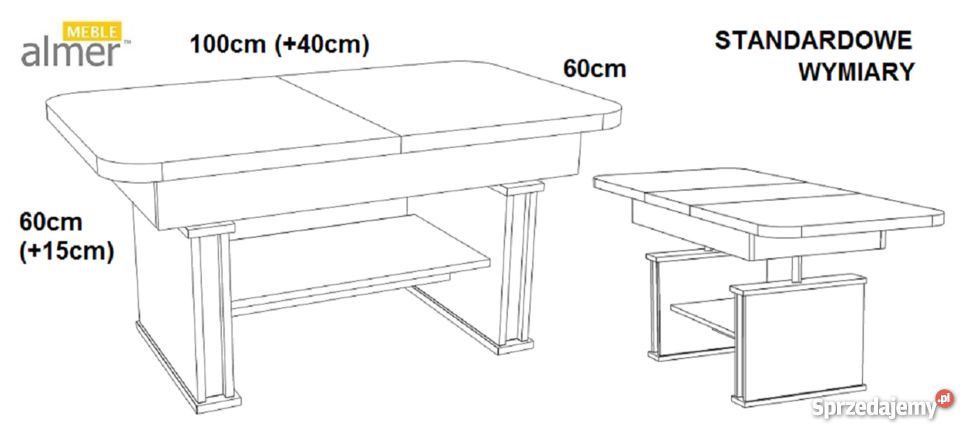 Ławostół L24 podnoszony rozkładany 10040x60 60cm Stoły, krzesła, biurka Lublin sprzedam
