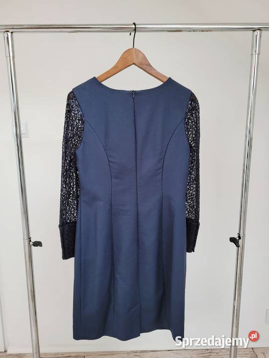 Granatowo czarna sukienka elegancka koronka Liszki