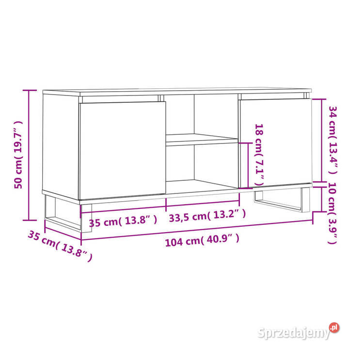 Szafka pod TV biała 104x35x50 materiał