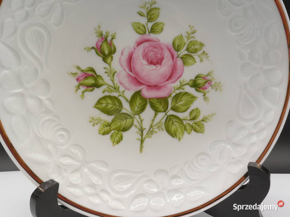 Porcelanowa pateratalerz z różą Schumann Arzberg Porcelana i szkło