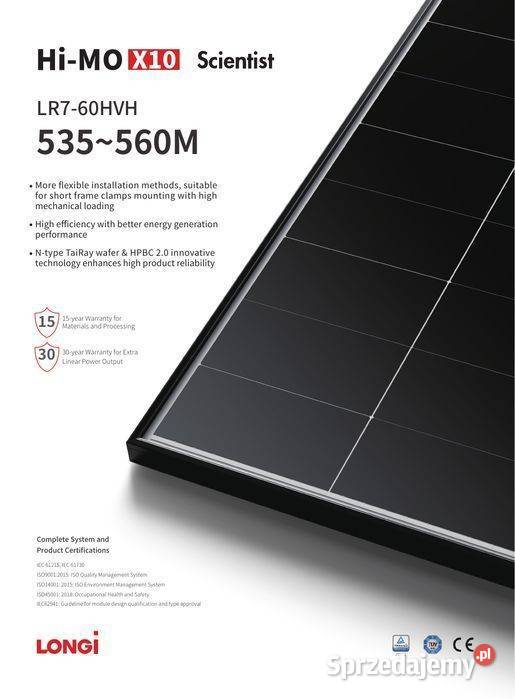 PALETA 36 Moduł fotowoltaiczny LONGI 540W HiMO