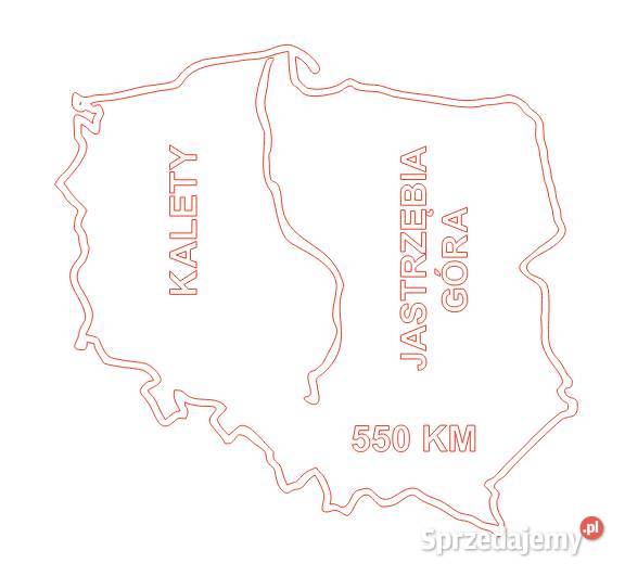 Naklejka Polska mapa konturowa Kalety Jastrzębia Biuro Kamionna sprzedam