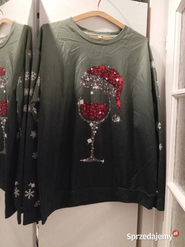 Bluza Świąteczna Damska Plus Size Zielona 16 XXL Rozmiar 44(XXL) kujawsko-pomorskie Bydgoszcz