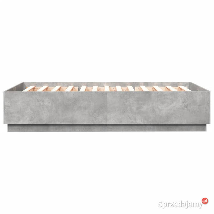 Rama łóżka z LED szarość betonu 160x200