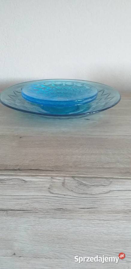 Niebieskie talerze Ząbkowice prl Porcelana i szkło Przedbórz