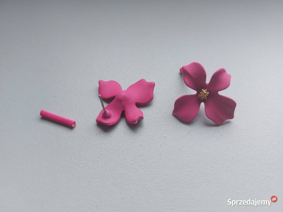 fuksjowe kolczyki kwiaty wkręty różowe Poznań