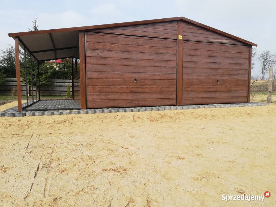 Garaż Blaszany GRAFITOWY zadaszenie TANIE Garaże Nowy Tomyśl