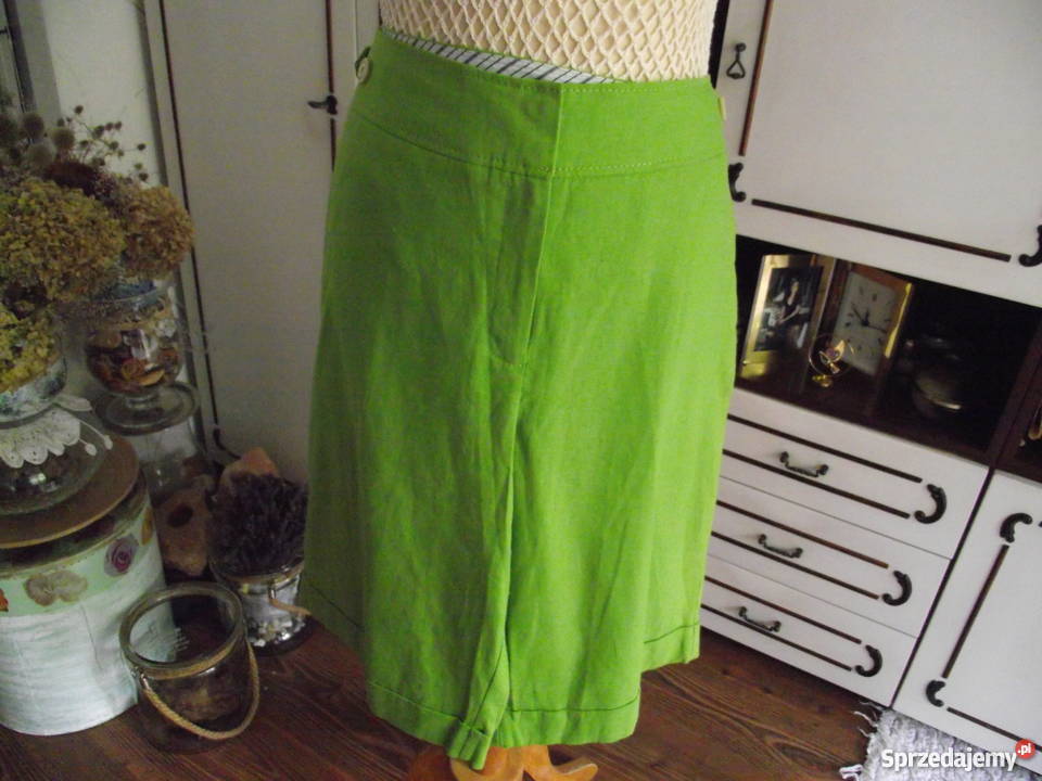 AMGIELSKIE SPODNIE Z LNU DO KOLAN r 48 Rozmiar 48 Piła