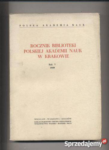 Rocznik Biblioteki PAN w Krakowie V 1959 Szczecin