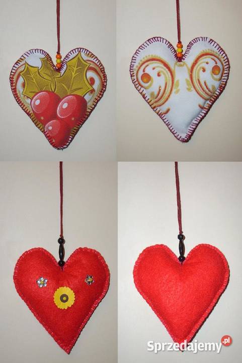 Bombki serduszka rękodzieło 9 sztuk sprzedam