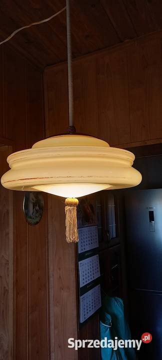 Wisząca lampa Art Deco Ładny duży klosz ampla 2 łódzkie Skierniewice