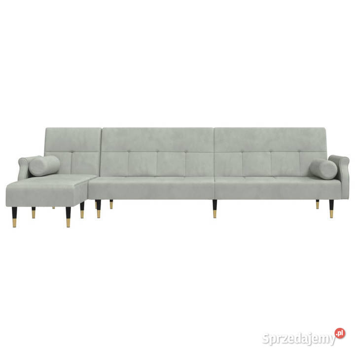 Sofa rozkładana L jasnoszara 271x140x70 aksamit Sofy i kanapy sprzedam