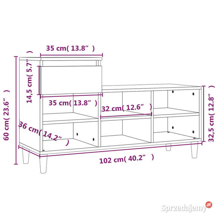 Szafka na buty wysoki połysk biała 102x36x60