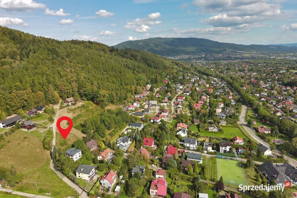 Widokowa działka budowlana 1127 m Bystra Śląska utwardzona śląskie