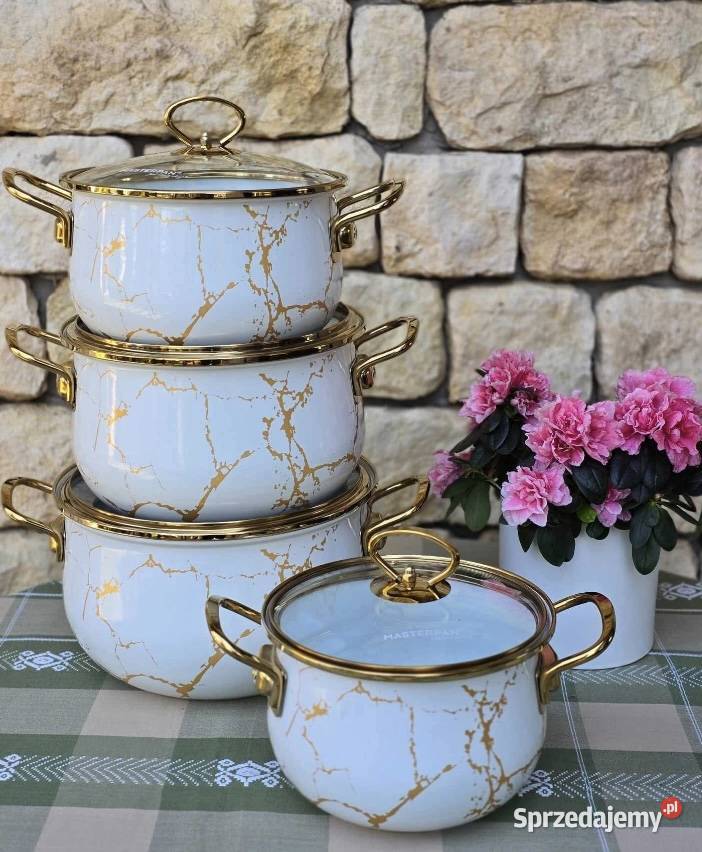 229 Garnki emalia kremowy marmur MASTERPAN Zabrze