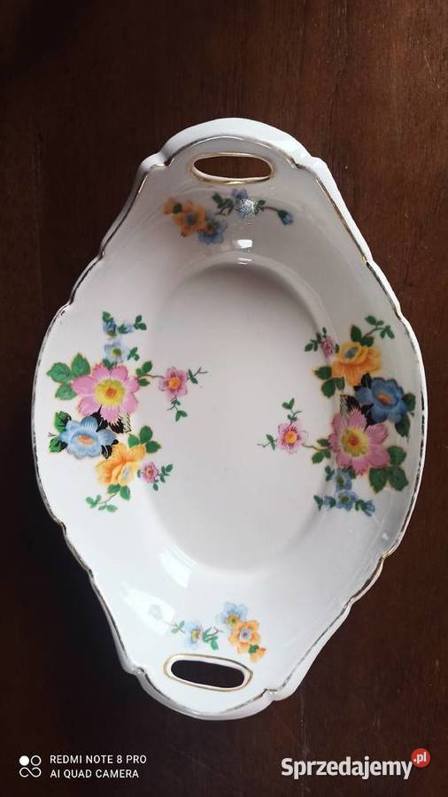 Patera Victoria Czechoslovakia Biała złocona Porcelana i szkło Antyki, Sztuka, Kolekcje Gdańsk