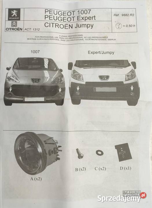 HALOGEN 2 LEWY PRAWY PEUGEOT 1007 20052010