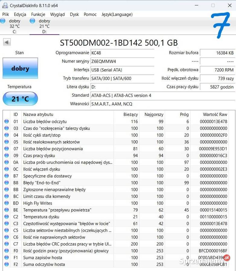 Dyski twarde Seagate 500GB ST500DM002 72K 16Mb Wieliczka