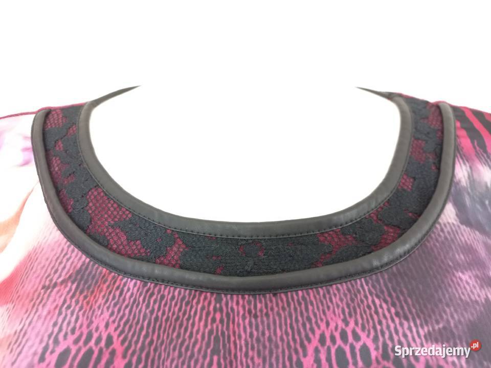 Bluzka bordo Jesień r L koronka skaj NOWA