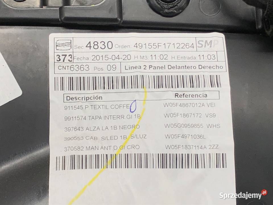 BOCZEK DRZWI PRAWY PRZÓD SEAT LEON III Hatchback sprzedam