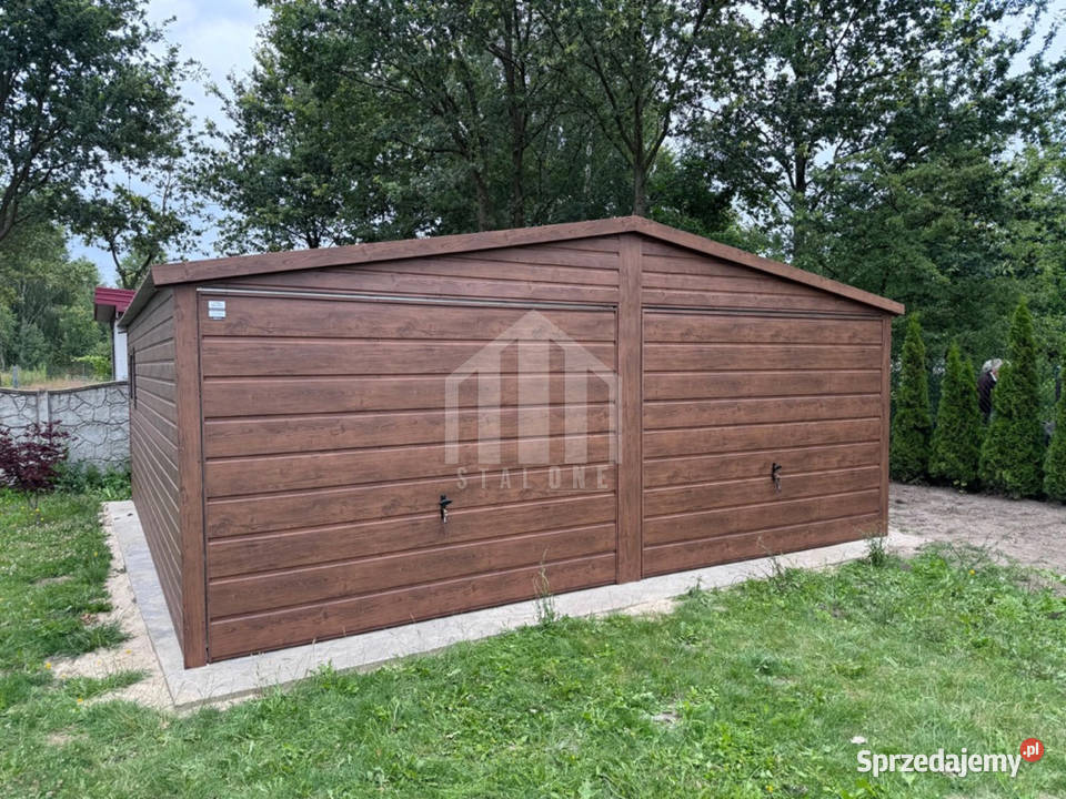 Garaż blaszany 6x5m 2x brama uchylna okno dach Chodzież