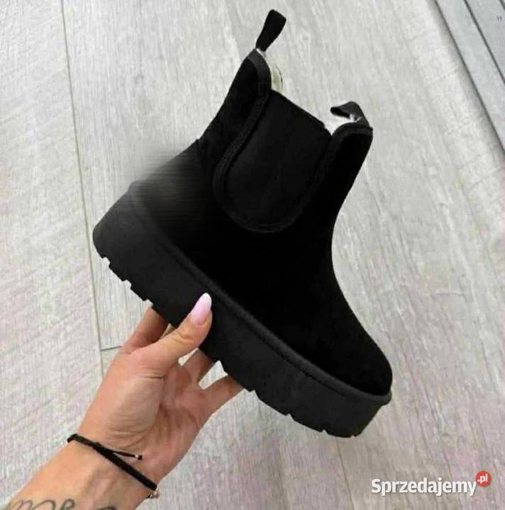 Czarne buty zimowe sniegowce Kłodawa